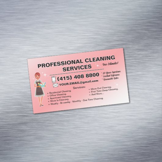 Maid Janitorial Lady Business Card House Cleaning  マグネット名刺 (インサイチュ)