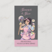 Maid Janitorial Lady Cartoon House Cleaning 名刺 (正面)