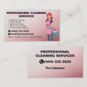  Maid Janitorial Lady House Cleaning Business Card 名刺 (正面/裏面)