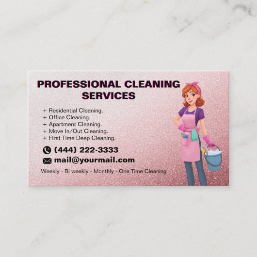  Maid Janitorial Lady House Cleaning Business Card 名刺 (正面)