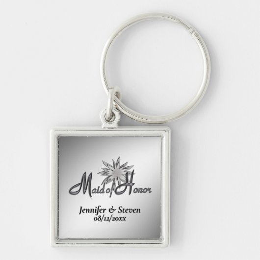 Maid of Honor Black and White Custom Keychains キーホルダー (正面)
