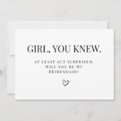  Maid of honor info card bridal proposal Card 案内状 (正面)