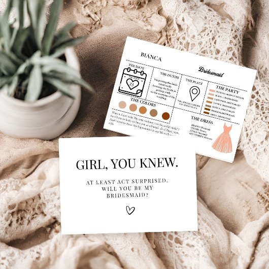  Maid of honor info card bridal proposal Card 案内状