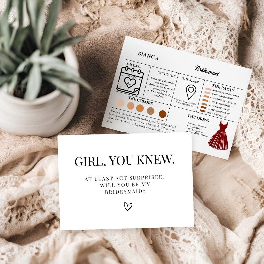 Maid of honor info card bridal proposal Card 案内状