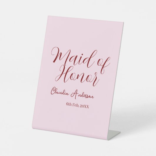 Maid of honor mauve name date pink pastel brides 台座サイン (正面)