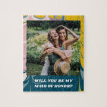 Maid of Honor Proposal with Photo Abstract Marble ジグソーパズル<br><div class="desc">Personalized Abstract Marble Maid of Honor Proposal with Photo jigsaw puzzle</div>