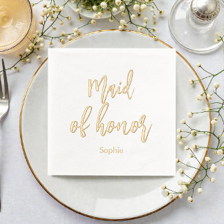 Maid of Honor Wedding Elegant Foil Stamped Napkins 箔ナプキン
