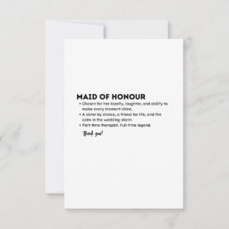 Maid of Honour Definition Card – Funny & Heartfelt サンキューカード