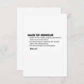 Maid of Honour Definition Card – Funny & Heartfelt サンキューカード (正面/裏面)