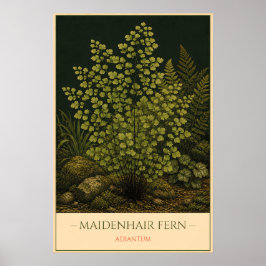 Maidenhair Fern – Vintage Botanical Illustration ポスター