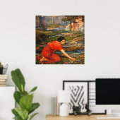 Maidens picking Flowers by a Stream by Waterhouse ポスター (ホームオフィス)