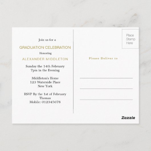 MaIe大学院卒業招待状シンプル写真 ポストカード (裏面)