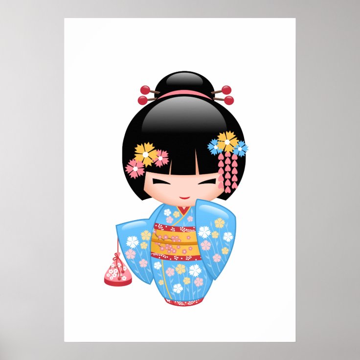Maiko Kokeshiの人形 かわいく日本のな芸者女の子 ポスター Zazzle Co Jp