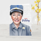 Mail Carrier Caucasian Female Postal Birthday カード (黄色い花)