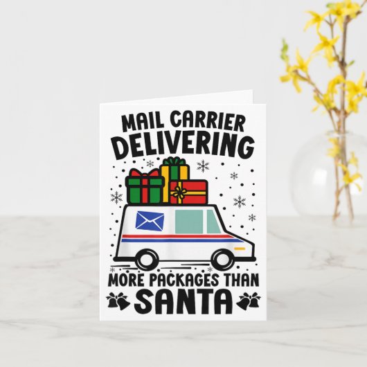Mail Carrier Delivering More Packages Than Santa C カード (黄色い花)