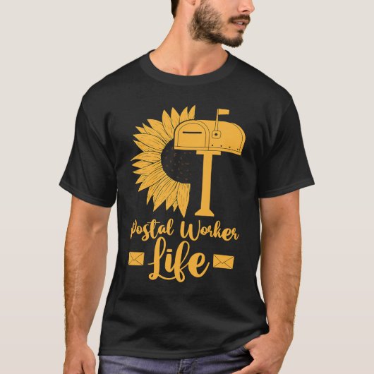 Mail Carrier Sunflower  Postman Postal Worker Life Tシャツ (正面)
