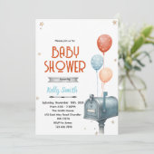 Mailbox boy baby shower invitation 招待状 (スタンド正面)