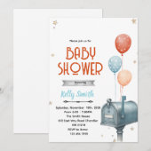 Mailbox boy baby shower invitation 招待状 (正面/裏面)