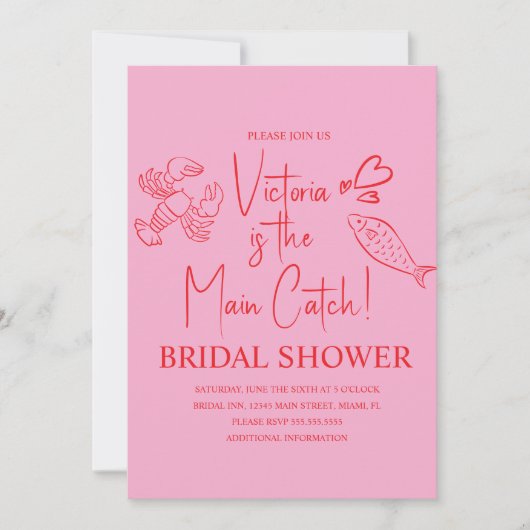 Main Catch Lobster Doodles Bridal Shower 招待状 (正面)