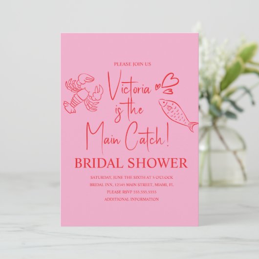 Main Catch Lobster Doodles Bridal Shower 招待状 (スタンド正面)