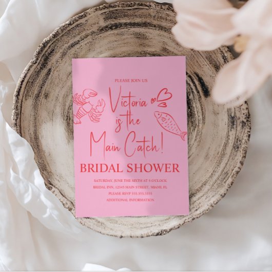 Main Catch Lobster Doodles Bridal Shower 招待状