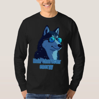 Main Character Energy – Husky with Shades T-Shirt  Tシャツ