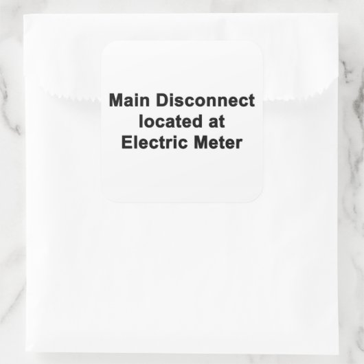 Main Disconnect at Electric Meter, Six Stickers  スクエアシール (バッグ)