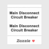 Main Disconnect Circuit Breaker Sticker シール (シート)