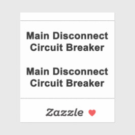 Main Disconnect Circuit Breaker Sticker シール