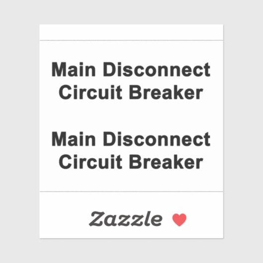 Main Disconnect Circuit Breaker Sticker シール (シート)