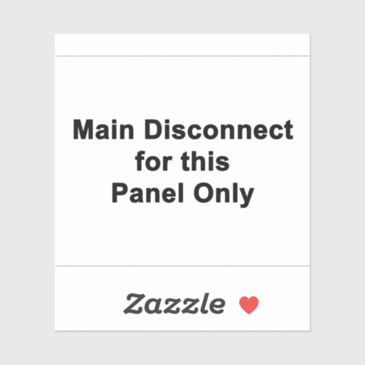 Main Disconnect For This Panel Only シール (シート)