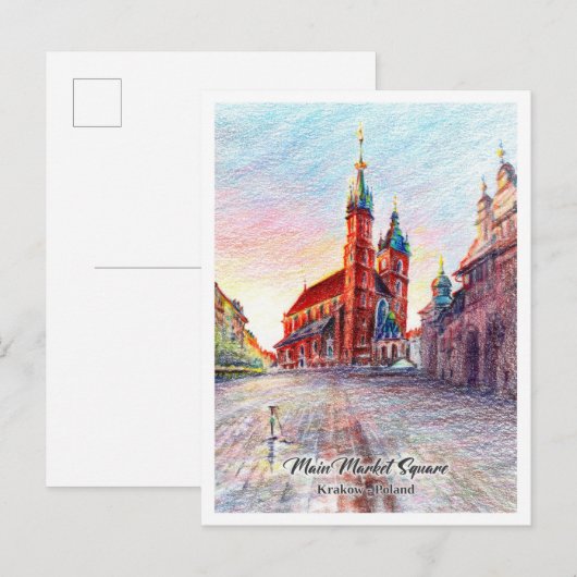 Main Market Square Krakow Poland ポストカード (正面/裏面)