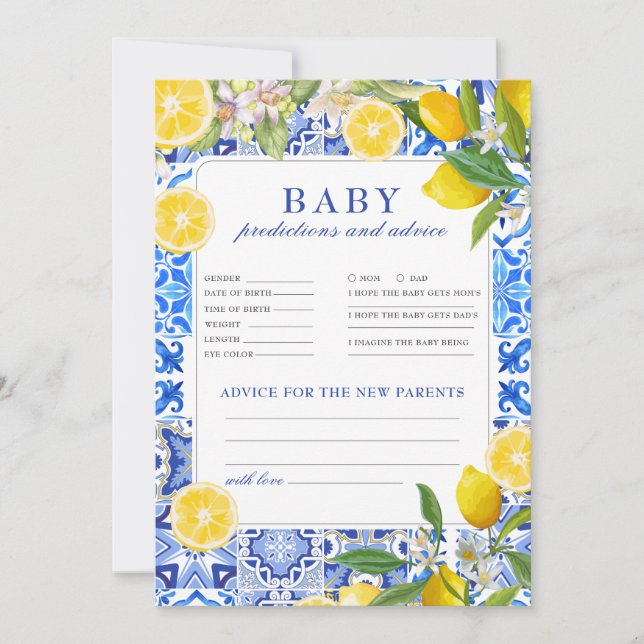 Main squeeze Baby Shower Predictions Advice game (正面)