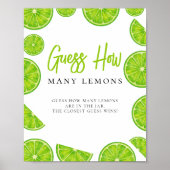 Main Squeeze Bridal Shower How many Lemons Sign ポスター (正面)