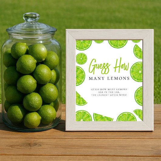 Main Squeeze Bridal Shower How many Lemons Sign ポスター