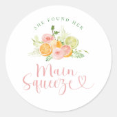 Main Squeeze Citrus Bridal Shower ラウンドシール (正面)