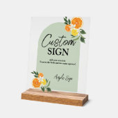 Main Squeeze Citrus Bridal Shower Custom Bar Text アクリルサイン (傾斜)