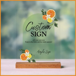 Main Squeeze Citrus Bridal Shower Custom Bar Text アクリルサイン