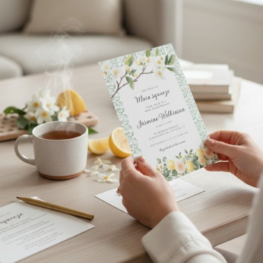 Main Squeeze Citrus Floral Bridal Shower 招待状