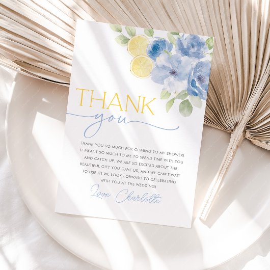 Main Squeeze Citrus Floral Bridal Shower Thank You サンキューカード