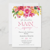 Main Squeeze Citrus Lemon Watercolor Bridal Shower 招待状 (正面)