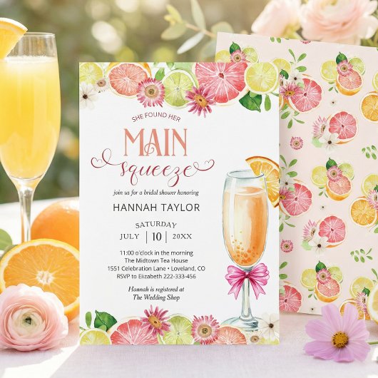 Main Squeeze Citrus Summer Bridal Shower 招待状