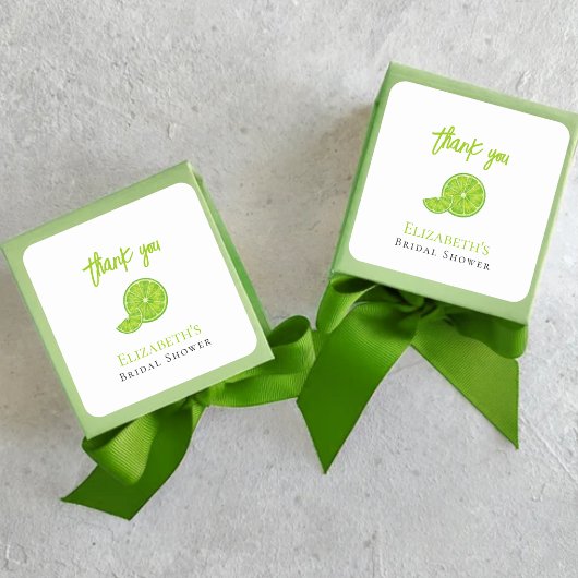 Main Squeeze Green Lime Bridal Shower Favor Thanks スクエアシール