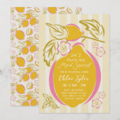 Main Squeeze Hand drawn Lemon Bridal Shower  招待状 (正面/裏面)