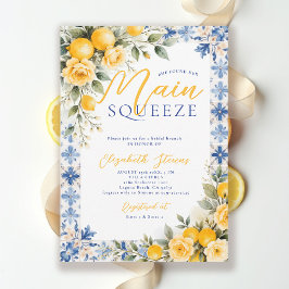 Main Squeeze Lemon Blue Italian Bridal Shower  招待状