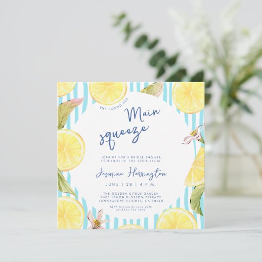 Main Squeeze Lemon Bridal Shower Invitation (スタンド正面)