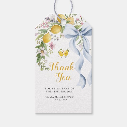 Main Squeeze Lemon Bridal Shower Thank You ギフトタグ (正面)
