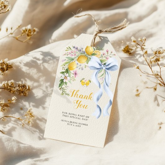 Main Squeeze Lemon Bridal Shower Thank You ギフトタグ