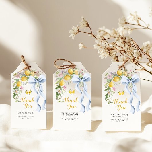Main Squeeze Lemon Bridal Shower Thank You ギフトタグ