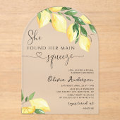 Main Squeeze Lemon Citrus Bridal Shower アクリル招待状 (正面)